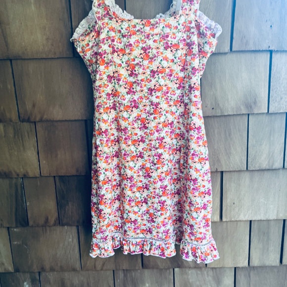 GUESS Floral Print Sangallo Carmen Mini Dress Eyelet Fabric Bustier-Style M - Picture 14 of 16